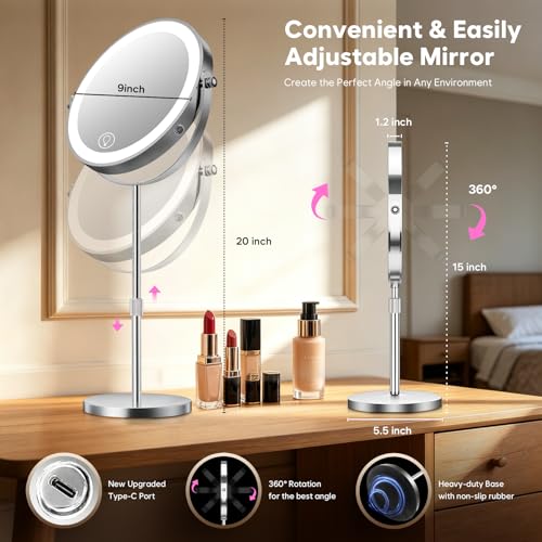 1X 30X Makeup Mirror with Lights (Nickel)
