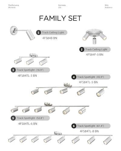 61.4" Track Lighting with 3000K LED Bulbs (Kaleidoscope, Brushed Nickel / 61.4", 8-light)