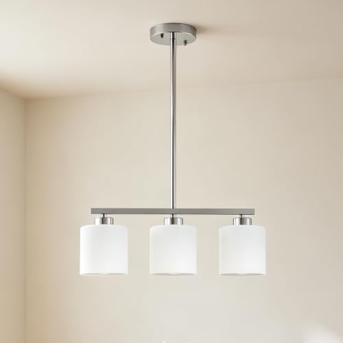 Chrome Finish 3 (Silver & Milky White Glass / 3 Light)