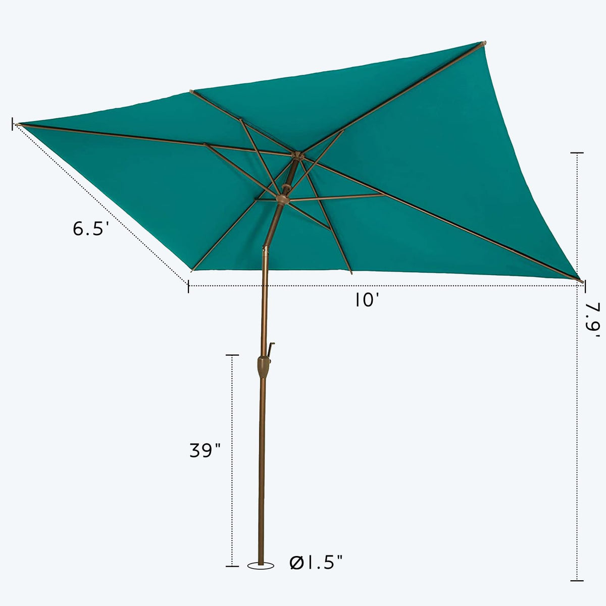 6.5FT x 10FT Rectangular Outdoor Patio Umbrella (6.5 FT(6 Ribs) / Nordic Blue)