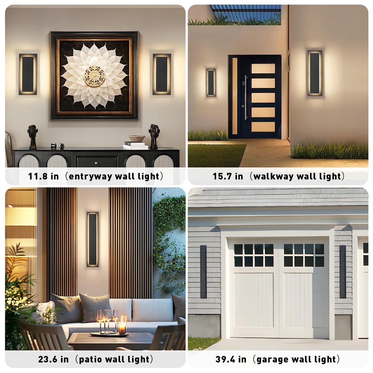 24 in Long Outdoor LED Wall Lights Exterior Lighting Fixtures (Black 1-tier Modern Design / 40 Inches(100 cm))
