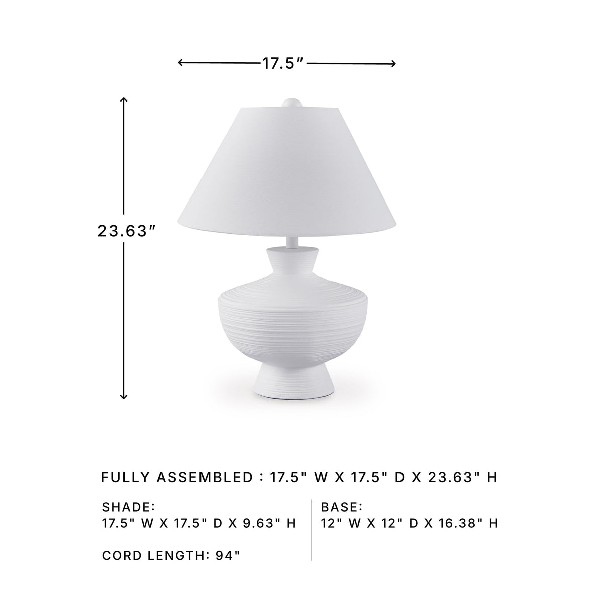 Harelwood Modern White Textured Table Lamp (White / Table Lamp)
