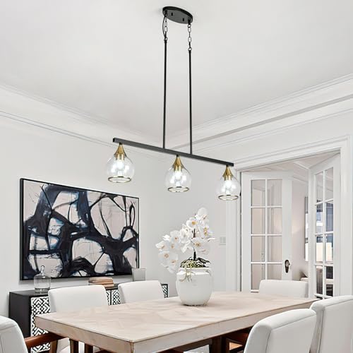 Island Light for Kitchen (Black and Gold / 3-Light)