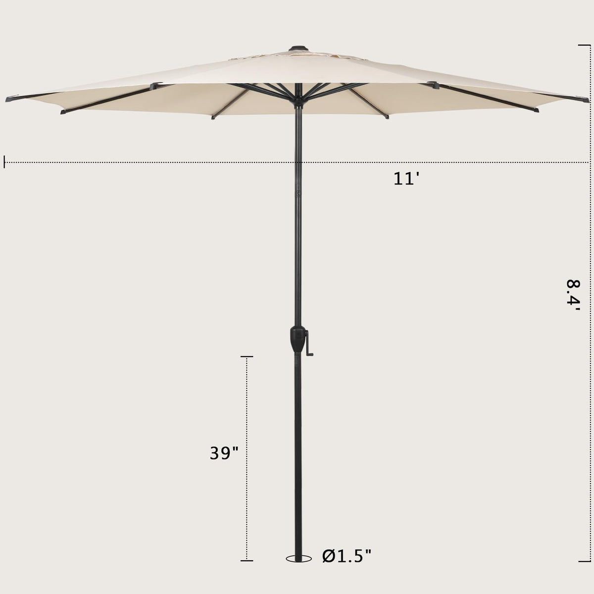11FT Lyon Outdoor Patio Umbrella Outdoor Table Umbrella with Push Button Tilt and Crank Market Umbrella 8 Sturdy Ribs UV Protection Waterproof for Garden Deck Backyard Pool Beige (11 FT(8 Ribs) / Beige)