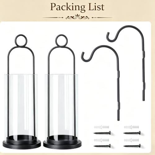 Wall Candle Sconces Hurricane Candles Holder (Black)
