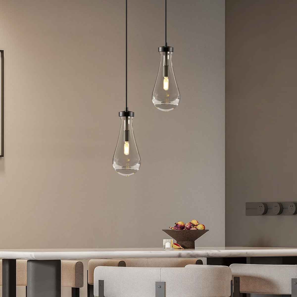 Raindrop Pendant Light Fixtures of 2 Lights (Black / 2 Head)