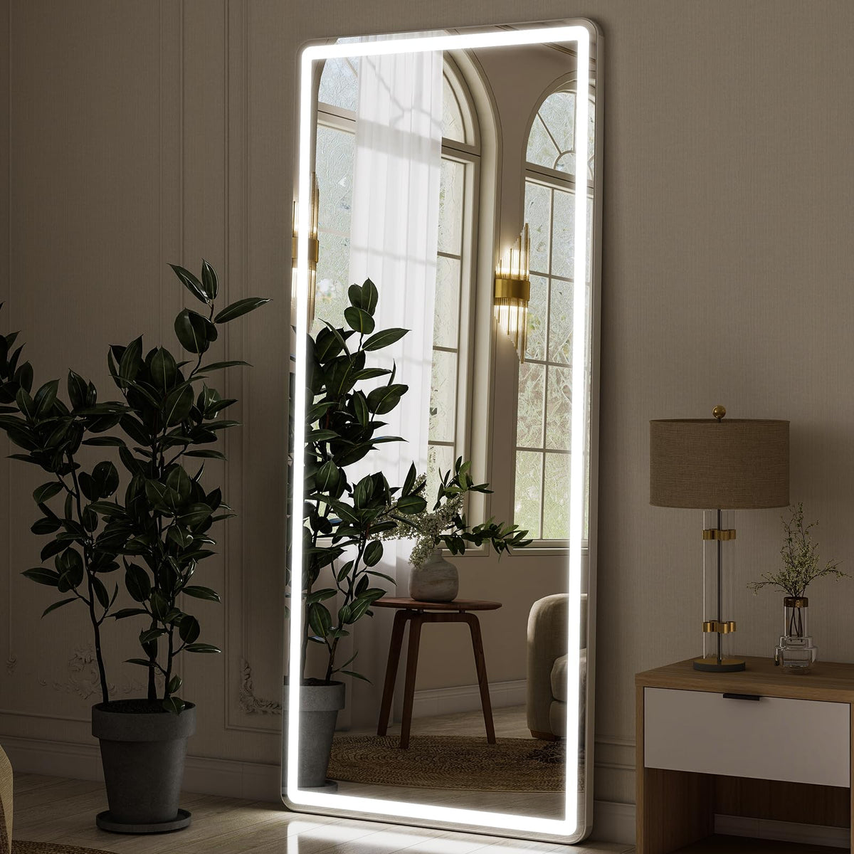 Full Length Mirror with LED Lights (Rectangle / 65"L x 24"W)