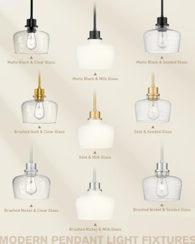 8 Inch Pendant Lights Kitchen Island (Brushed Gold & Clear Glass / 8 Inch)