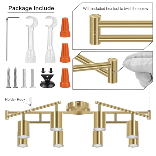 8 Light Track Lighting Fixtures Ceiling (8 light-gold)