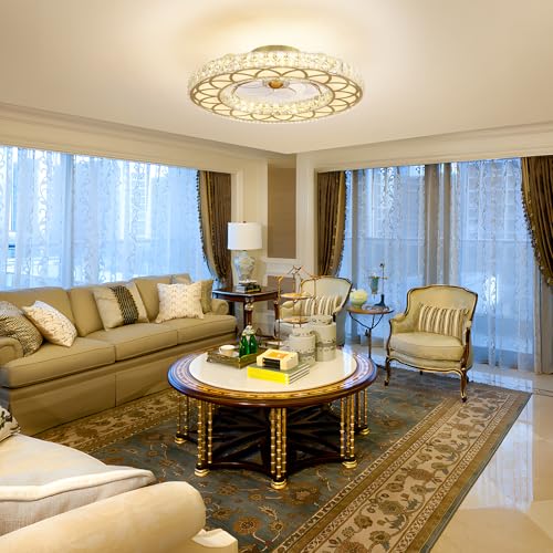 Crystal Ceiling Fans with Lights (Gold - 24 Inch)