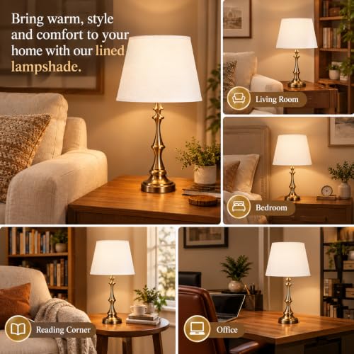 Large Drum Lamp Shades Set of 2 (White / 12" x 16" x 11")