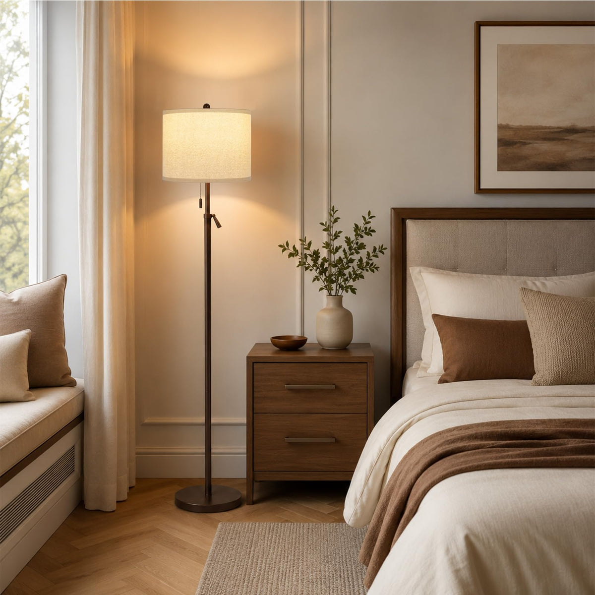 61 69" Adjustable Height Floor Lamp (Brown)