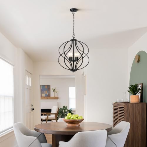 Modern Black Chandelier for Dining Room (6-Light / Black)