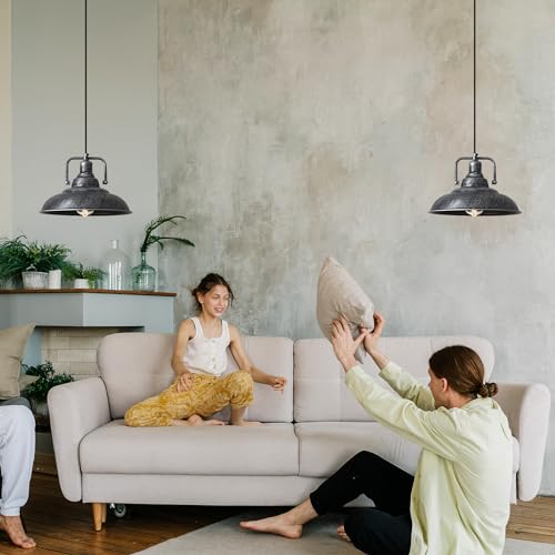 Black and Silver Pendant Light 12.5 inches 3 Packs (Silver / 12.5inch-3 Packs)