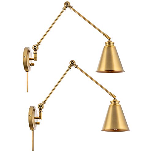 Ellis 18" Modern Swing Arm Wall Sconce for Bedroom (Warm Brass / 18")