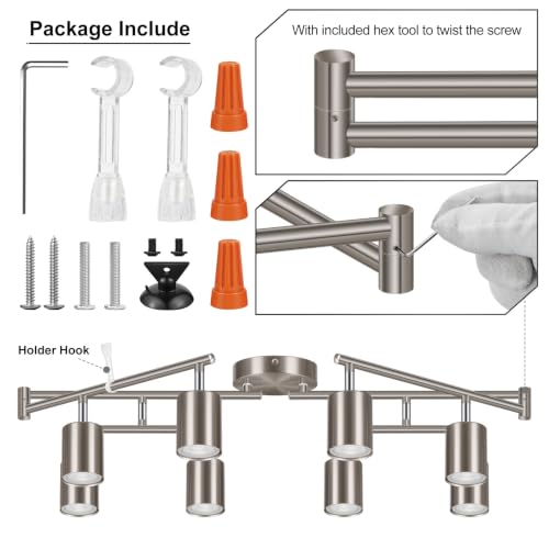 8 Light Track Lighting Fixtures Ceiling (8 light -brushed nickel)