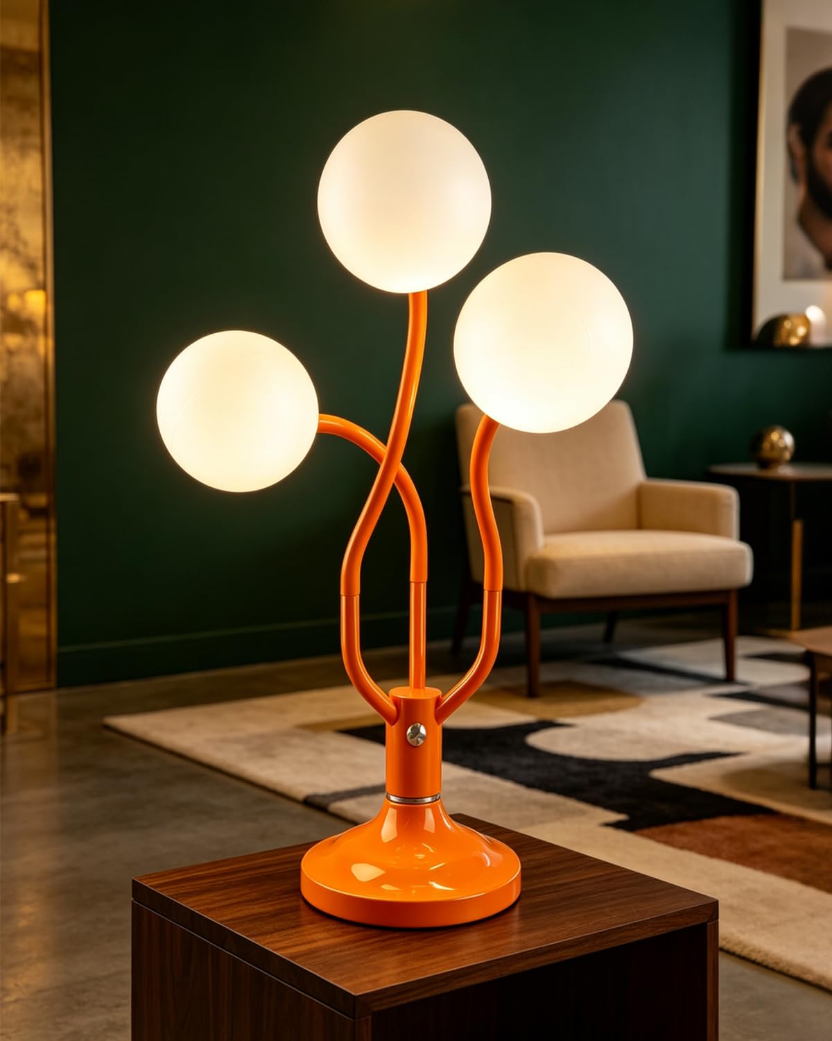 Globe Orange Table Lamp Dimmable Magic DIY Arms G9 Bulbs Included (10-Orange-Globe-3U-Magic DIY Arms)