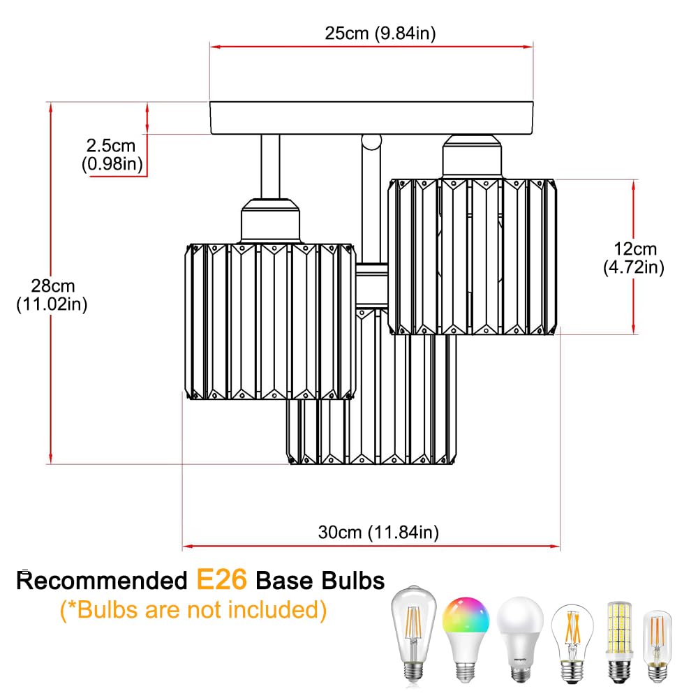 Modern Semi Flush Mount Ceiling Light (3 lights / Gold)