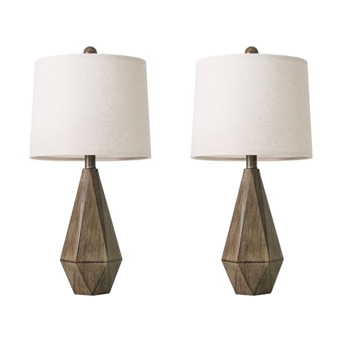 23.5'' Table Lamps Set of 2 for Bedroom (Medium - Wood Brown)
