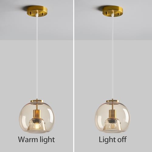 Champagne Gold Glass Pendant Lights Kitchen Island (Champagne Gold(7.87 in) / 3-Pack)