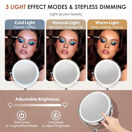 9" Wall Mounted Lighted Makeup Mirror (20x-chrome)