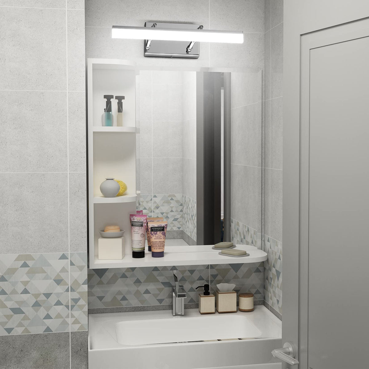 15.7 inch LED Vanity Lights Adjustable Bathroom Wall Light Bathroom Lighting Fixture Over Mirror Chrome Modern Vanity Lighting 5500K (Chrome / 15.7 in)