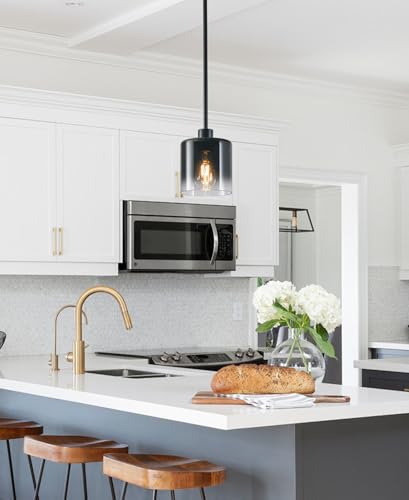 2 Pack Black Pendant Light Fixtures (Gradient black glass—Stem / 2 Pack)