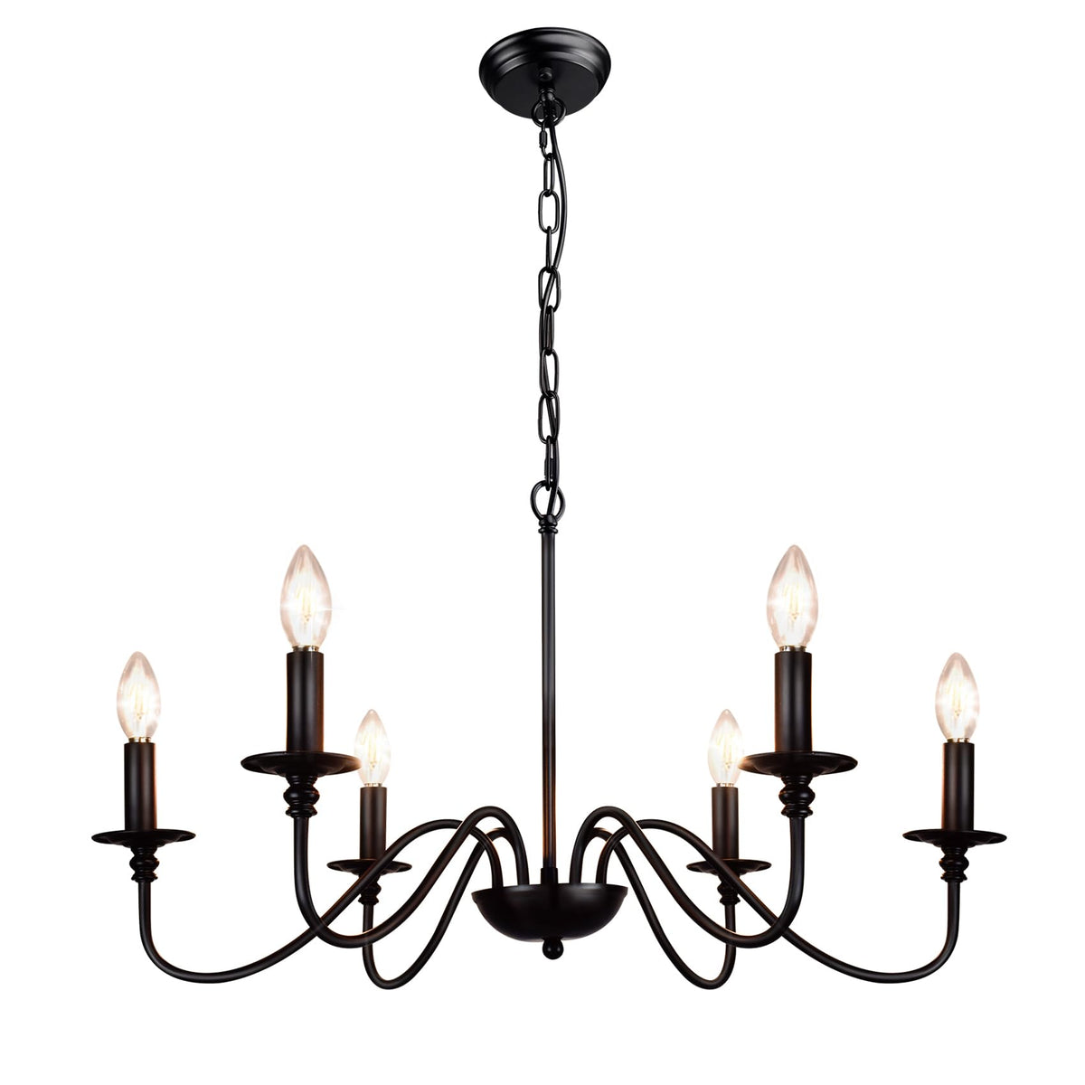 Farmhouse Chandelier for Dining Room (Black)