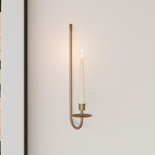 Metal Wall Candle Sconce Holder Wall Mount Candle Holder Pillar Holder Black Modern Wall Candle Sconces Hanging Wall Candle Stick Holder Wall Mount Black Candleholder for Living Room Dining Room