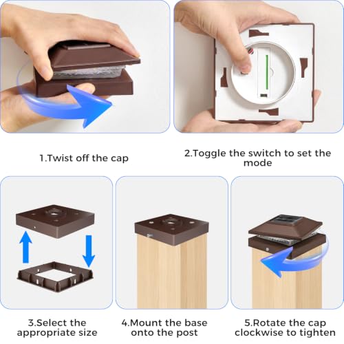 4x4 Solar Post Cap Lights (Brown / 4 Packs)