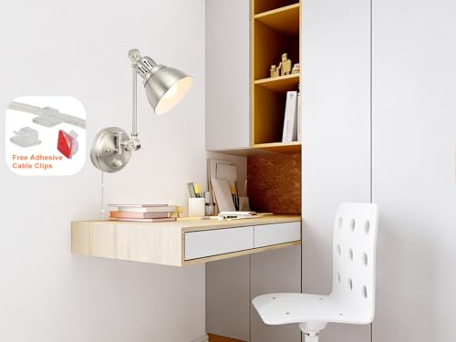 2 Pack Plug in Wall Sconces with Remote Control (Brushed Nickel-2 PACK(Bulbs+Remote))