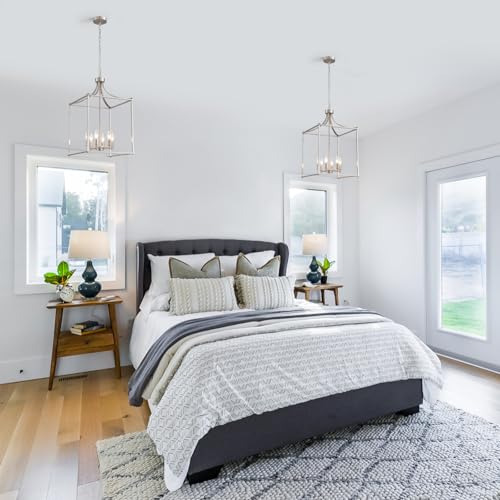 15.7" Brushed Nickel Chandeliers for Dining Room Modern Farmhouse Geometric 6 (186-Brushed Nickel)