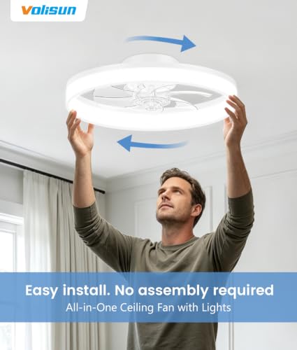 Low Profile Ceiling Fans with Lights and Remote (White / 16 INCH)