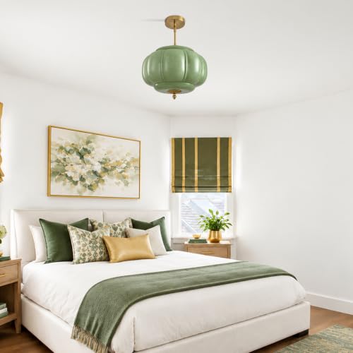 Vintage Green Glass Pendant Lights (Green-1 Pack / 13.7 inch)