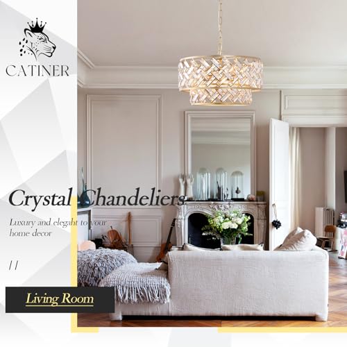 20" Gold Crystal Chandelier (Large Drum Gold)