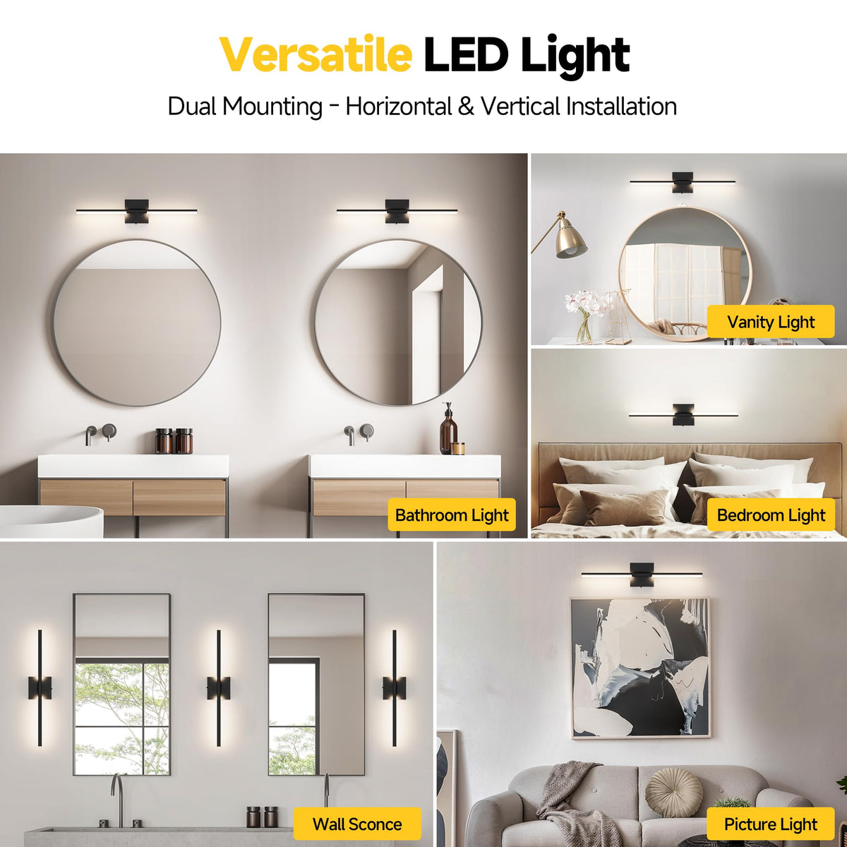 Vanity Lights 24 inch (Matte Black / 24 Inches)
