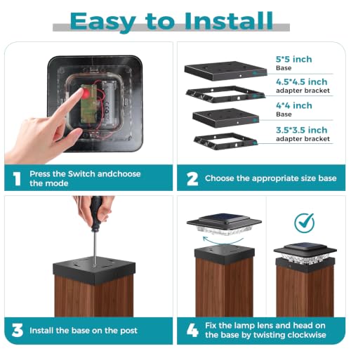 Solar Post Cap Lights 12 Pack (Black / 12 Pack)