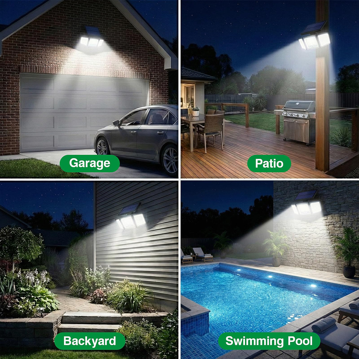 Solar Outdoor Lights with Remote Control (Cool White / 2P Remote)