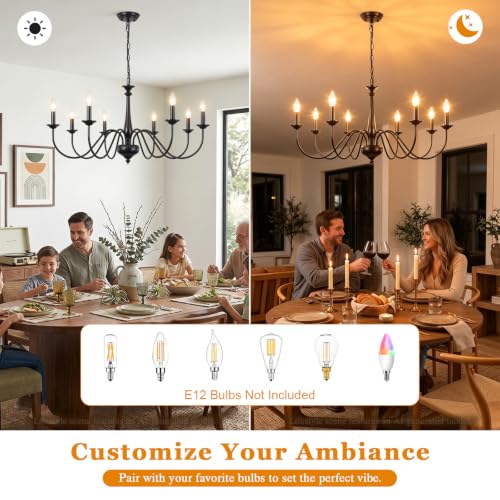 35" Farmhouse Chandelier (Black / 8-light)
