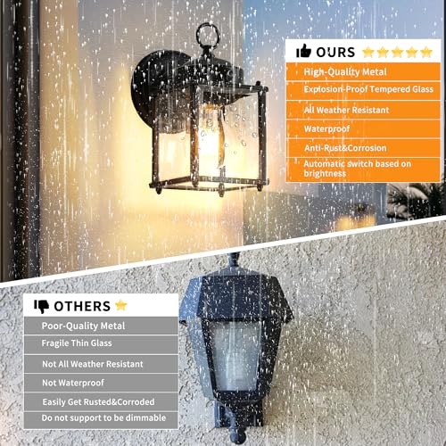 Dawn to Dusk Sensor Outdoor Wall Light Fixtures Waterproof Black Exterior Lighting Fixture Anti (Dawn to Dusk Function / 1 Pack)