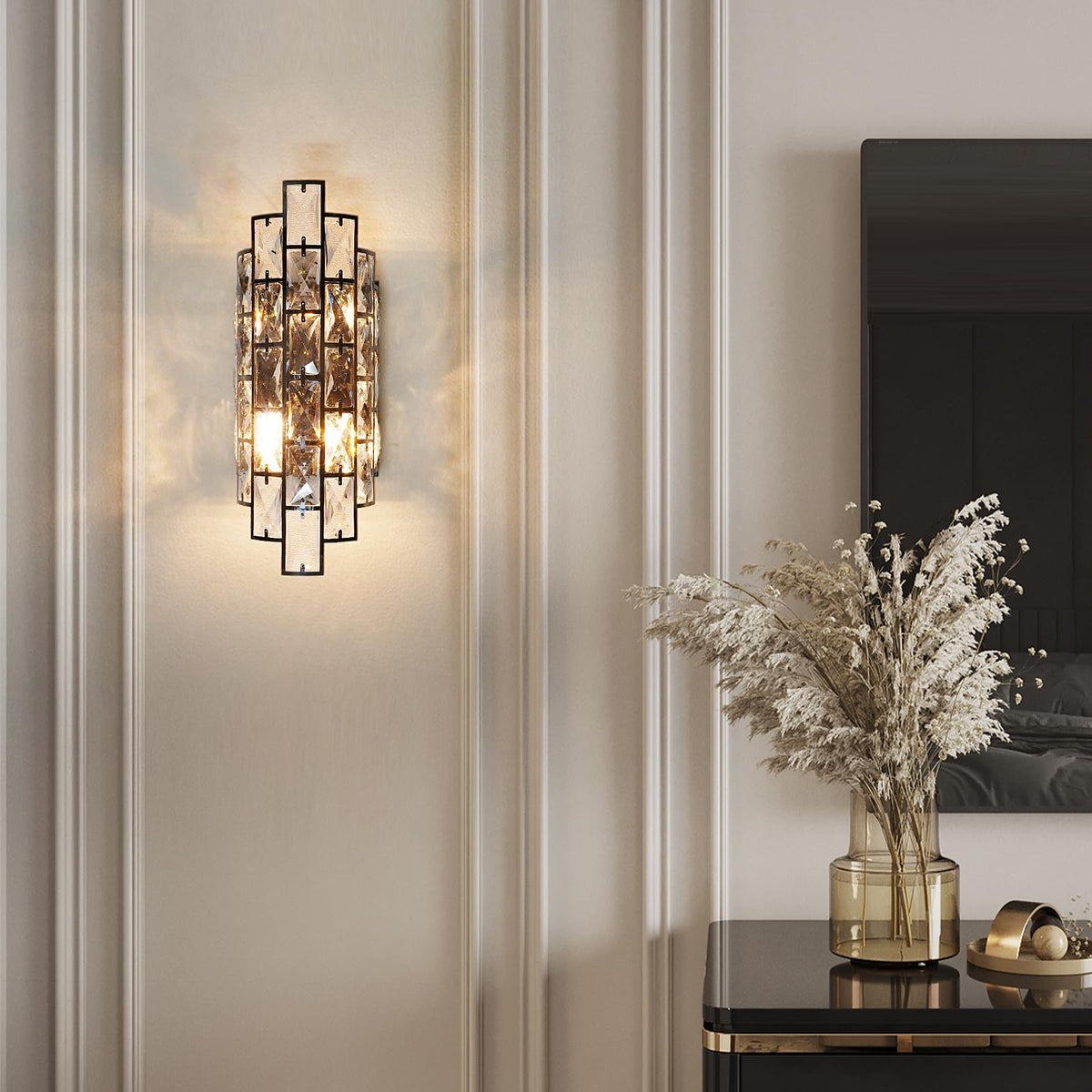 Black Crystal Wall Sconce (Black 1Pack)