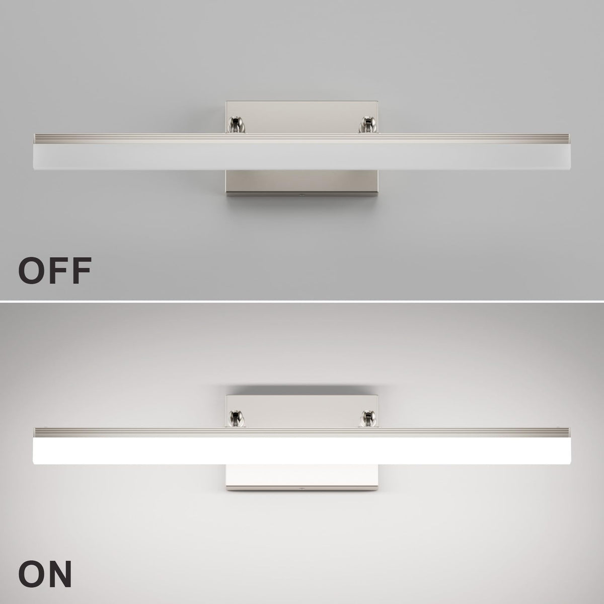 24 inch Modern Brushed Nickel Vanity Light Adjustable Bathroom Light Fixtures Over Mirror Rotatable Vanity Lighting 5500K (Brushed Nickel / 23.6 in)