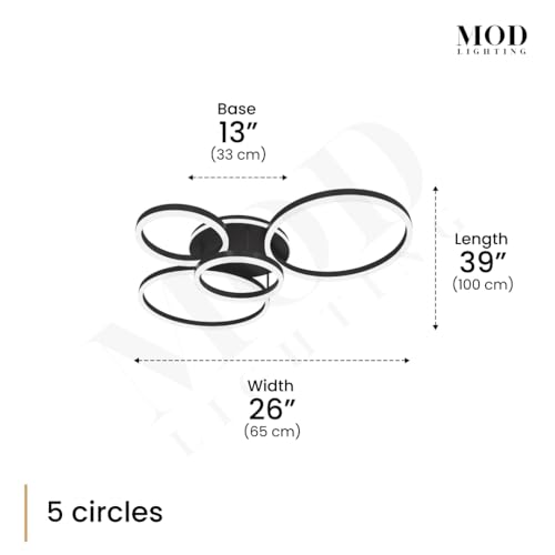 Chloe Flush Mount Ceiling Light (Black Ash / 5 Circles / Warm White)