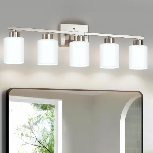 Light Fixtures Vanity Lights Over Mirror Modern Lighting fixtures for Bathroom with Milky White Frosted Glass Shades