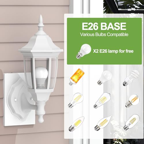 Plastic Outdoor Wall Light Fixtures (White / No Sensor-Plastic)