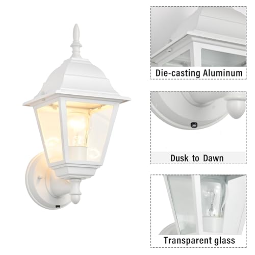 Dusk to Dawn Outdoor Porch Light Wall Mount (White / Dusk to Dawn Version)