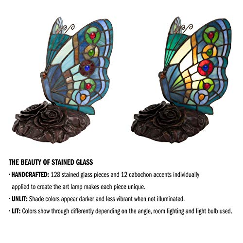Tiffany Style Table Lamp with Stained Glass Shade (Rounded Wings)