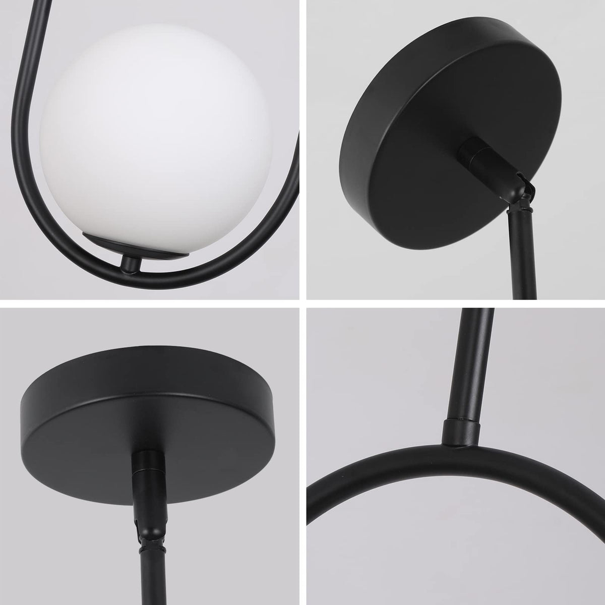 Modern Pendant Lighting One Light Chandelier Globe Black Pendant Light Indoor Hanging Light Fixture for Kitchen Island Dinning Room Bedroom (milky black)