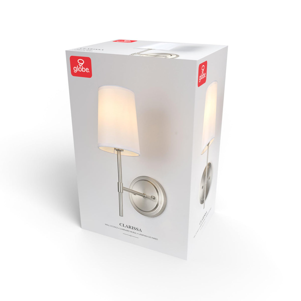 Clarissa 1 Light Wall Sconce (Brushed Nickel, White Shade)