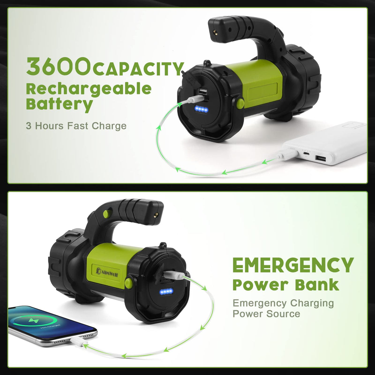 Camping Lantern Rechargeable (Green / 1 Pack)